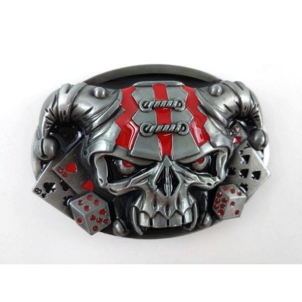 スカル バックル ドクロ 骸骨 悪魔 オーバル のみ ベルト無し メタル