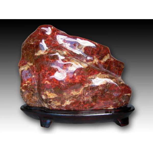 紅加茂石 水石 景石 磨き 鑑賞石 台付き パワーストーン 希少 kaw1701