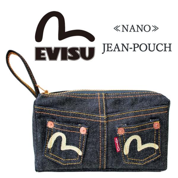 EVISU エヴィス ポーチ 小物 赤耳 セルビッチ デニム インディゴ NANO