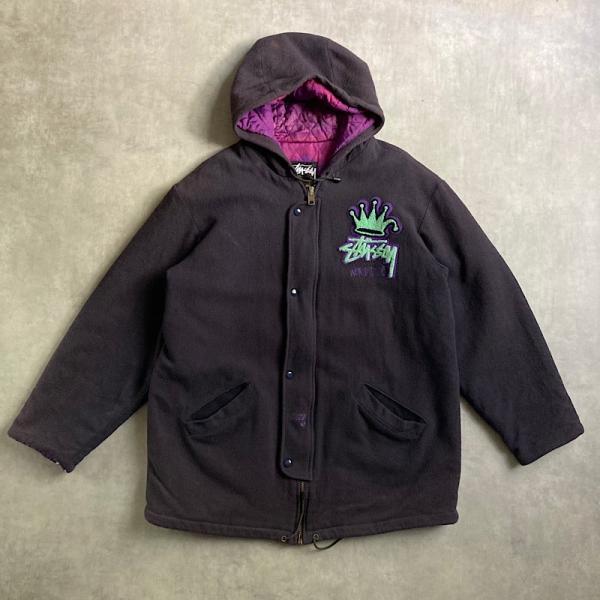 80's〜 STUSSY BURLY GEAR WOOL COAT PURPLE/XL 80年代〜 ステューシー