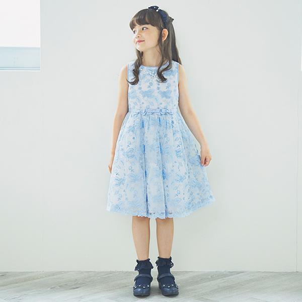 mezzo piano メゾピアノ(mezzo piano)花柄刺しゅうレースワンピース