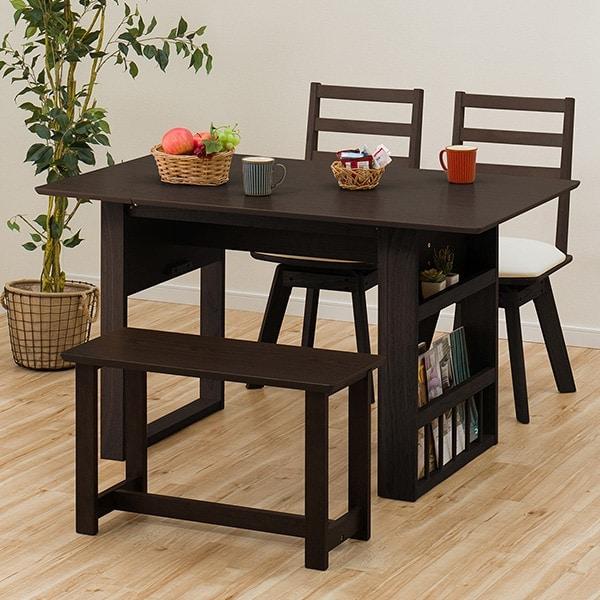 ニトリ（NITORI） 幅94(伸長時120) 伸長式ダイニングテーブル4点セット