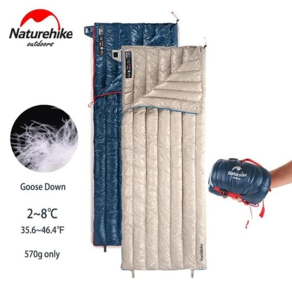 ロックD型カラビナ付 【Naturehike】 耐寒温度2℃ CW280 高級ダウン寝袋