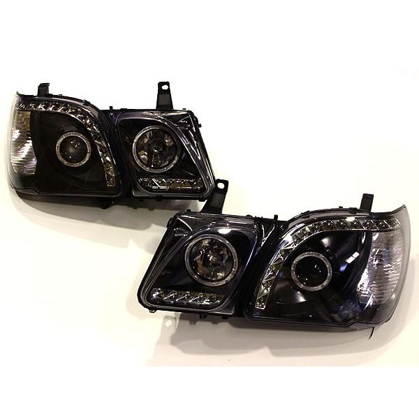 ランクル シグナス ヘッドライト LEDイカリング アウディ 風 LEDライン