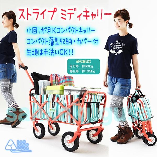 LOGOS（ロゴス） キャリーカート ストライプ ミディキャリー（ブルー