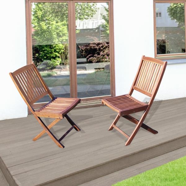 木製 フォールディング チェア2脚セット | ベランダ ガーデンチェア 庭
