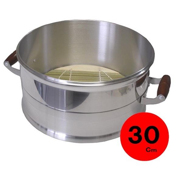 アルミ 釜用セイロ 30c 一段 竹すのこ付き ふかし布付き 【約3升用