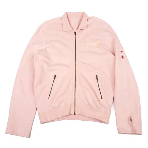 PAPAS（パパス） ピッグワッペンスウェットジップブルゾン ピンク48M