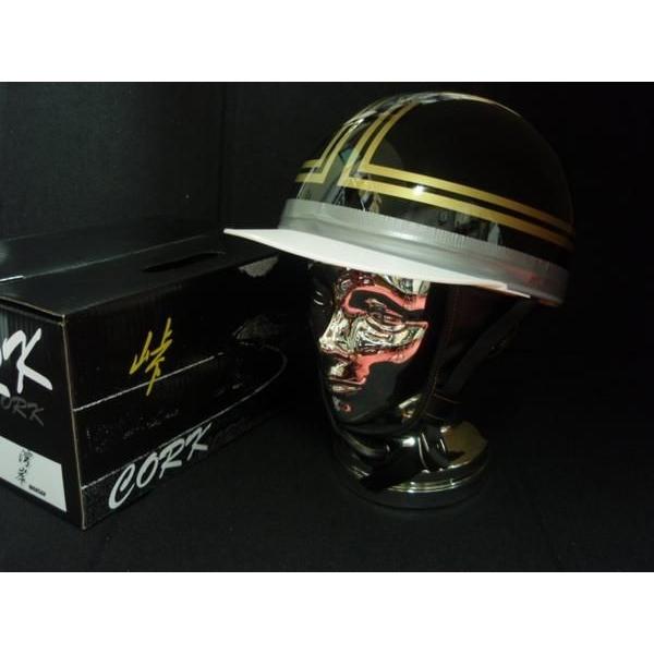 TNK TR-40C 峠 コルク半ヘルメット ブラック/ゴールド フリーサイズ 半