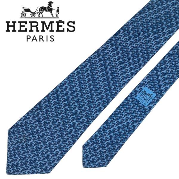 HERMES（エルメス） 【中古】HERMES ネクタイ【ほぼ新品】9cm ブルー