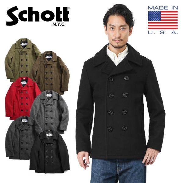 美品/USA製】Schott × 24karats レザー切替 Pコート L Schott