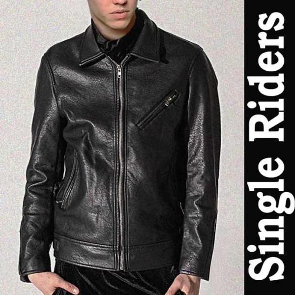 フェイクレザーライダース シングルライダース アウター メンズ