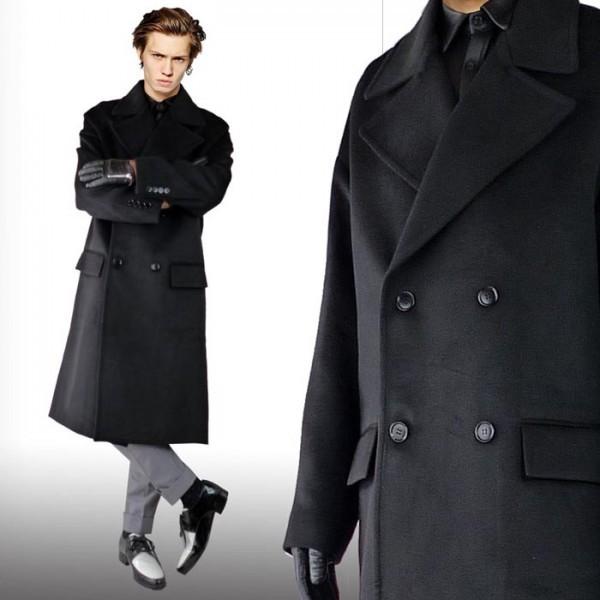 ウールコート ダブルコート/ロングコート ブラック ウール ロング