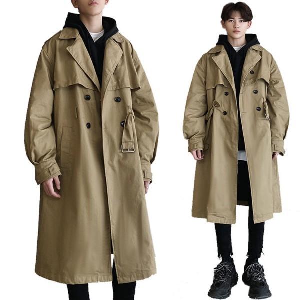 ダブル トレンチコート 中綿 キルティング裏地 メンズコート ロング