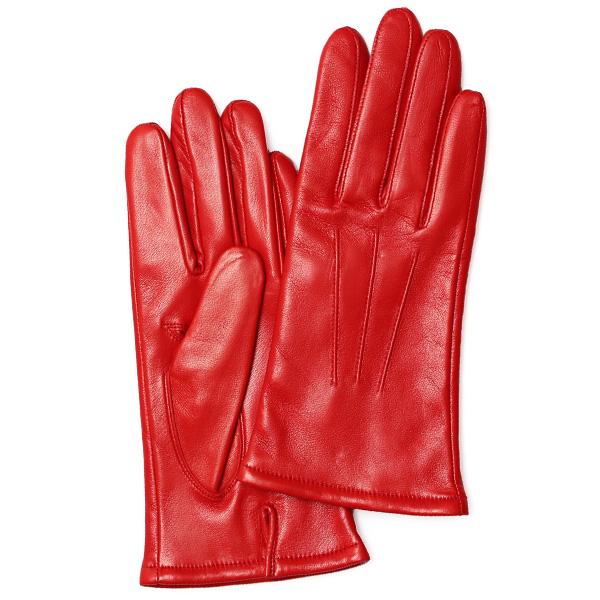 KURODA（クロダ） 革手袋 レディース カシミヤ裏地 レッド ワイン 赤色