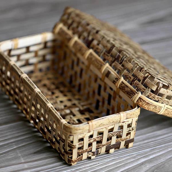 虎竹スクエア蓋付き籠（弁当箱） : 虎斑竹専門店 竹虎 - 通販 - Yahoo