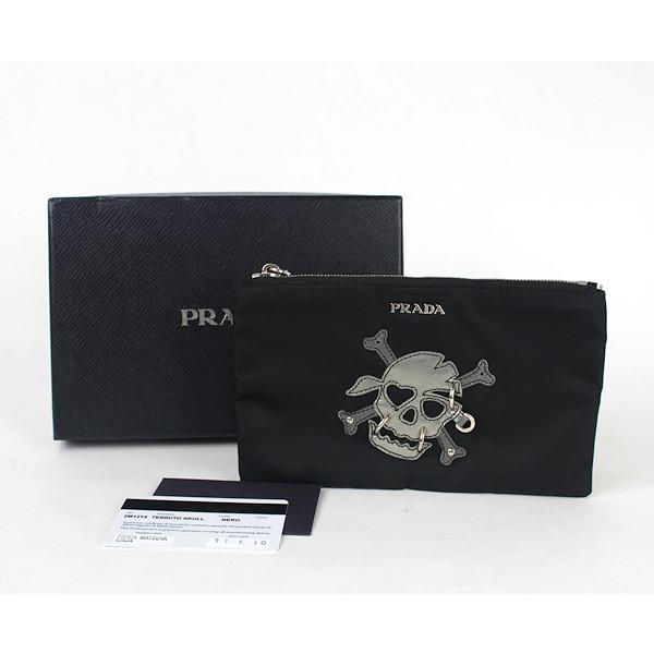 PRADA（プラダ） 【美品】PRADA スカル ナイロンポーチ 黒 2M1214