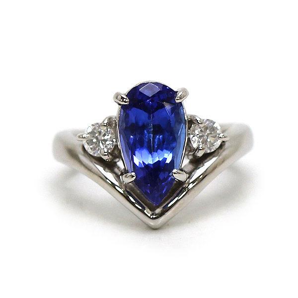 Pt900 タンザナイトリング 7号 2.87ct ダイヤモンド 0.28ct 大粒