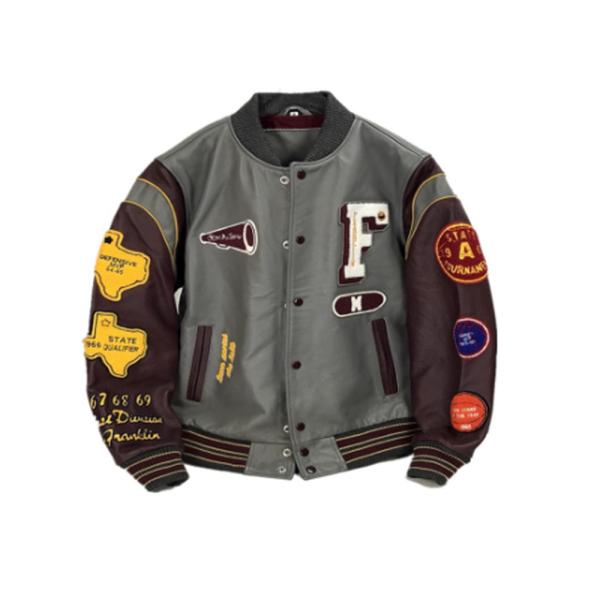 希少 短丈ボックスシルエット ヴィンテージ スタジャン 襟レザー 希少