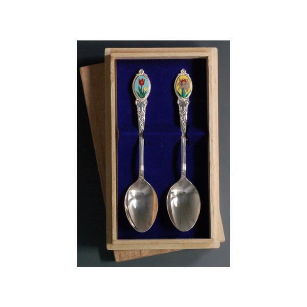 本七宝・誕生花スプーン2本入り・銀製品・銀食器 : 銀食器・銀製器の