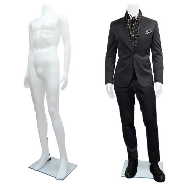 紳士 マネキン メンズ 男性 ヘッドレス ホワイト 白 全身 軽量 (白1