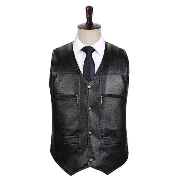 裏ボア 革ベスト メンズ レザーベスト ジレ ビジネス用 皮ジレー 紳士