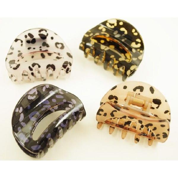 ヘアクリップ 小サイズ ヒョウ柄 プリント 中抜き バンス クリップ