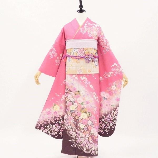 中古】正絹 振袖 フルセット 販売6点セット 半衿付き長襦袢・帯・帯揚