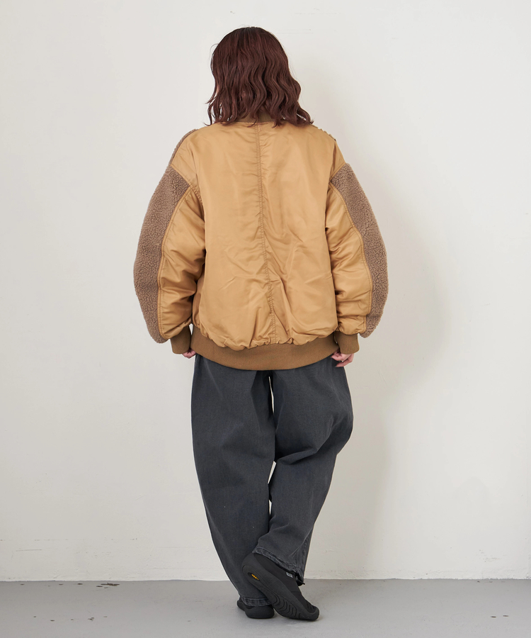 冬クリアランス】ナイロン × ボア リメイク風ビッグMA-1｜ファッション