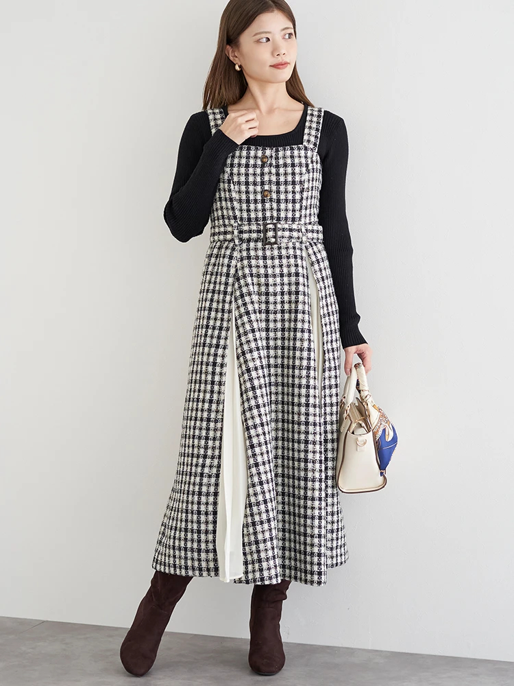 ツイード×プリーツ切り替えジャンパースカート / LUDIC PARK（ル