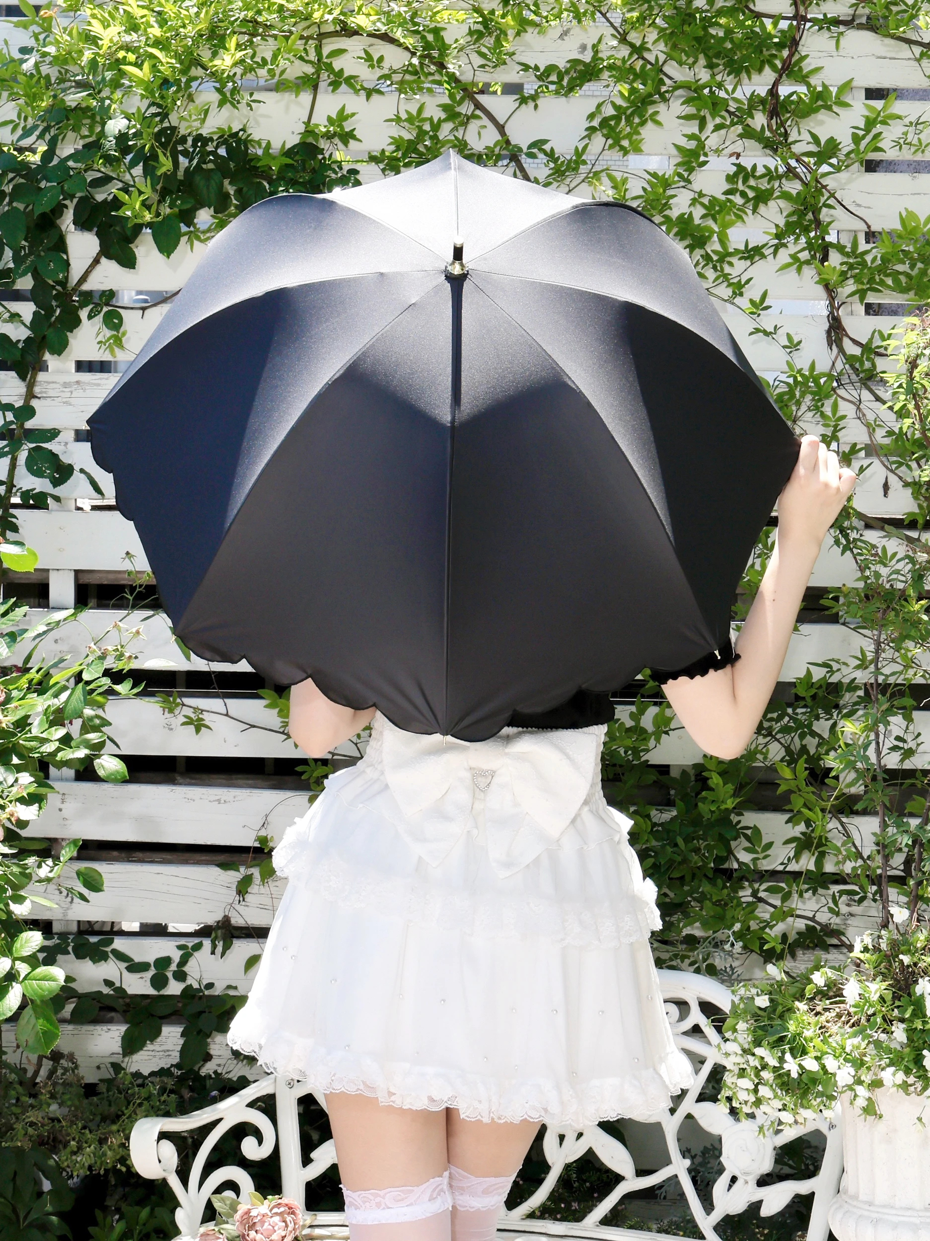 スカラップ長日傘（グッズ｜オフホワイト・黒・紫）｜【公式】かわいい