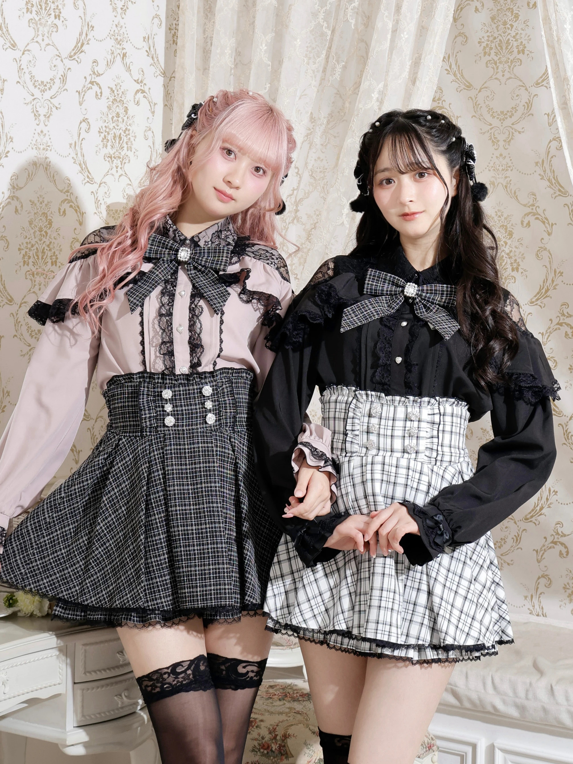 ツイードリボンケープフリルオープンショルダーブラウス（シャツ