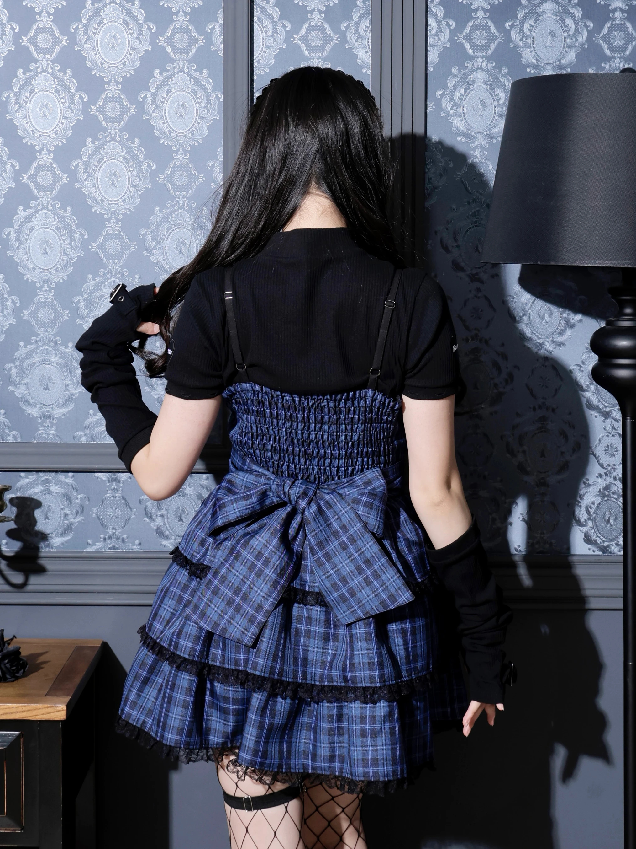 コルセットレースアップティアードキャミワンピース（ミニワンピース