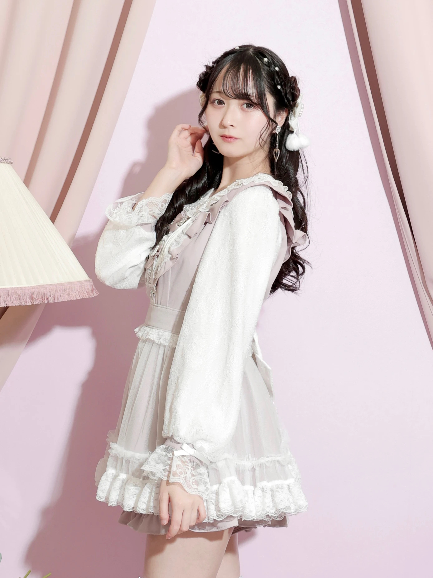 メニーリボンデコルテドレッシーセットアップ（セットアップ｜ピンク