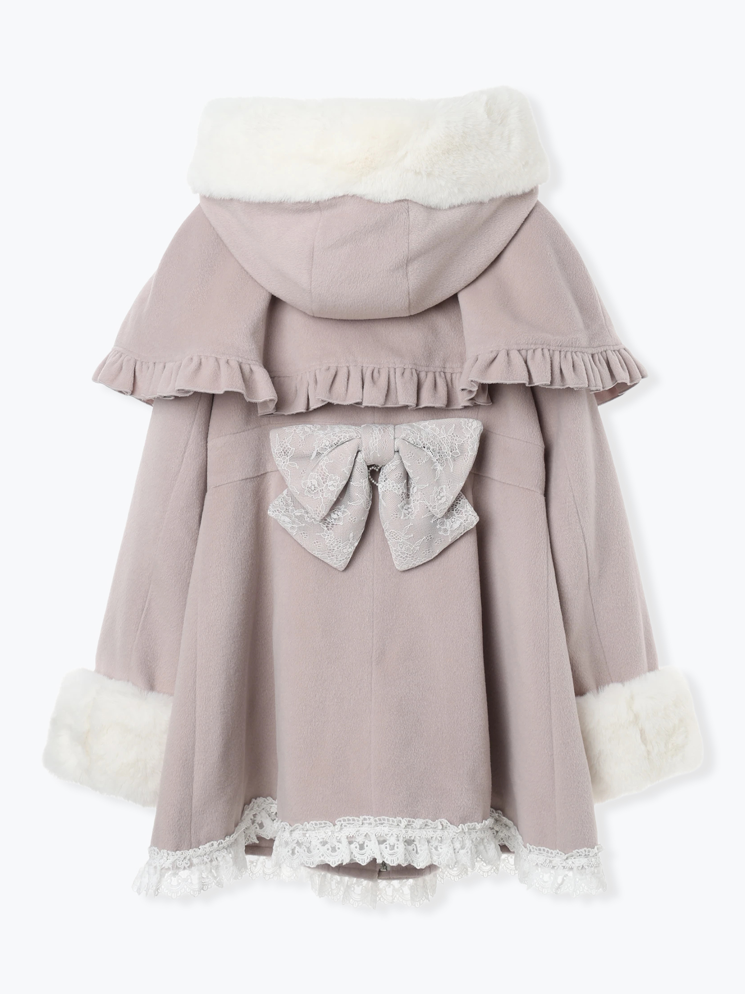 ケープフリルドーリーフレアコート（コート｜オフホワイト・ピンク・黒