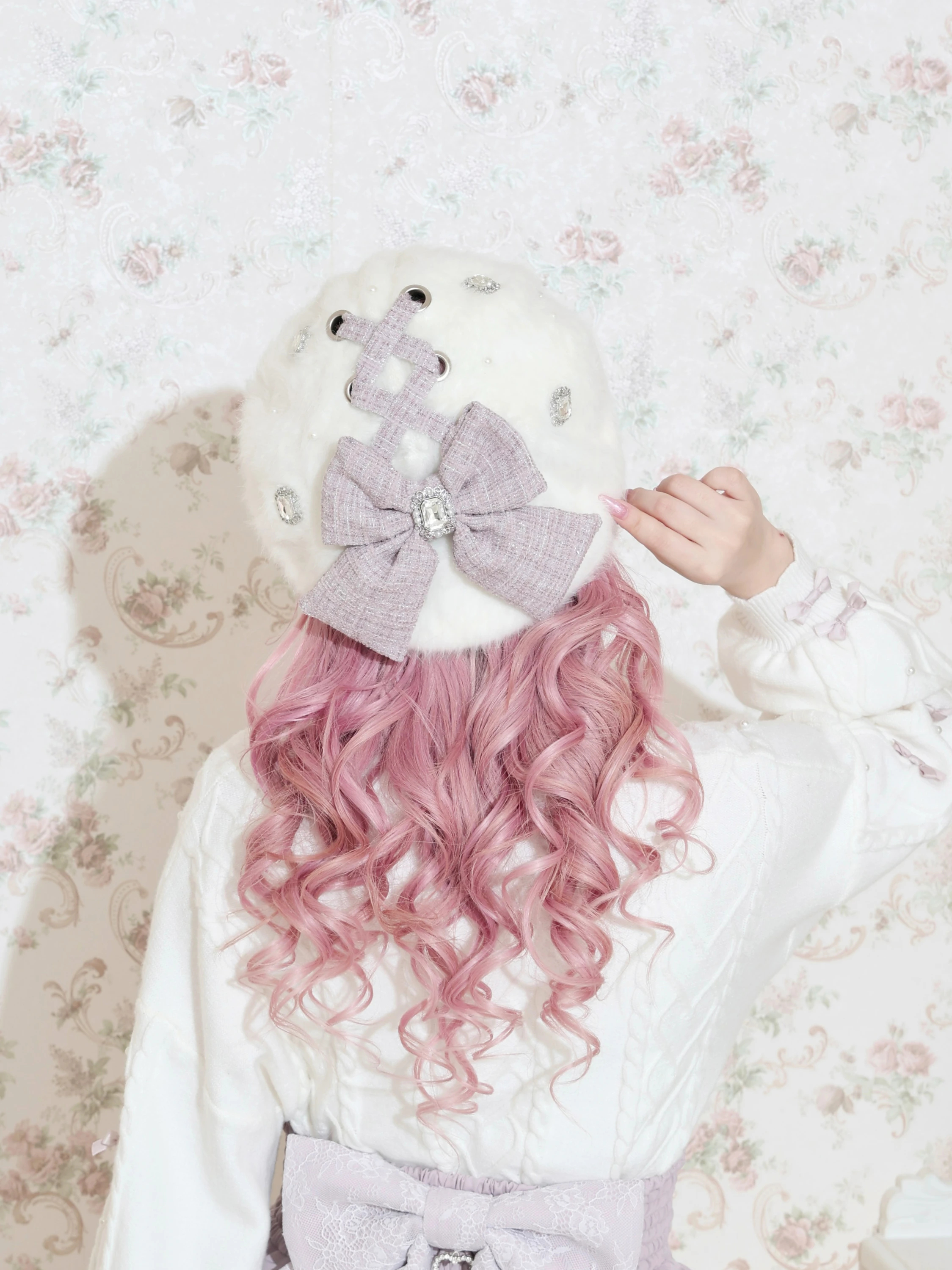 シャギーリボンベレー帽（帽子｜ピンク・黒・オフホワイト）｜【公式