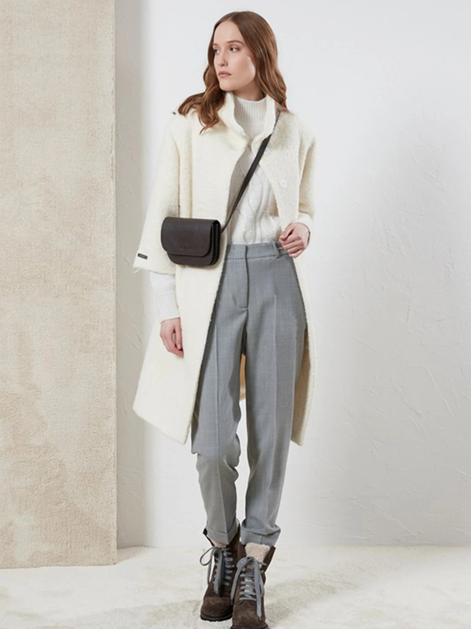 アルパカ混パイルニット七分袖コート / PESERICO（ペセリコ）｜woollen