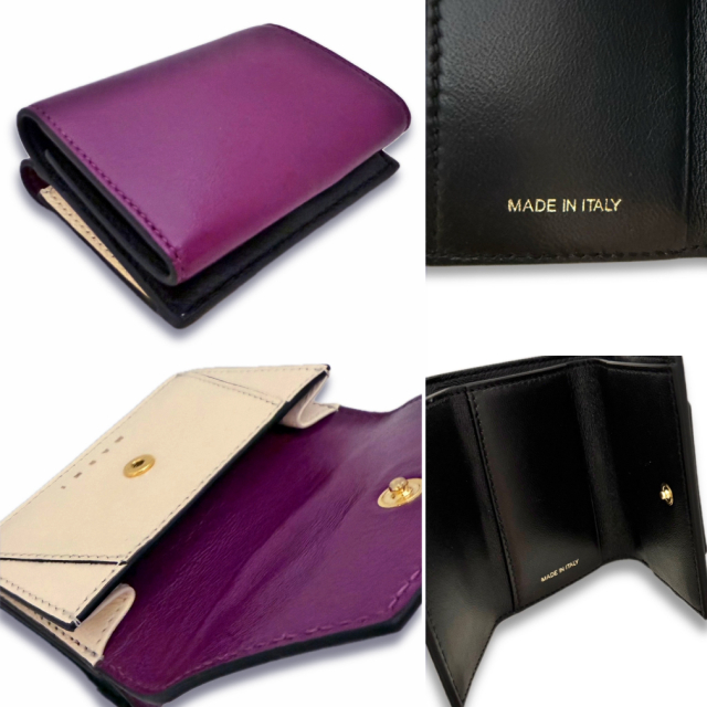 マルニ レザー コンパクト三つ折り財布 紫 MARNI