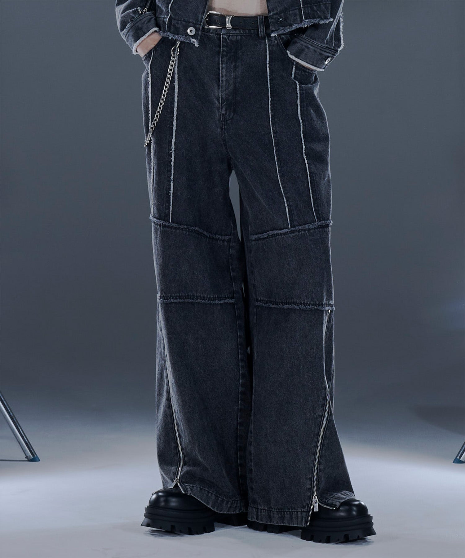 Zipped-Slit Baggy Denim – Jent Louis