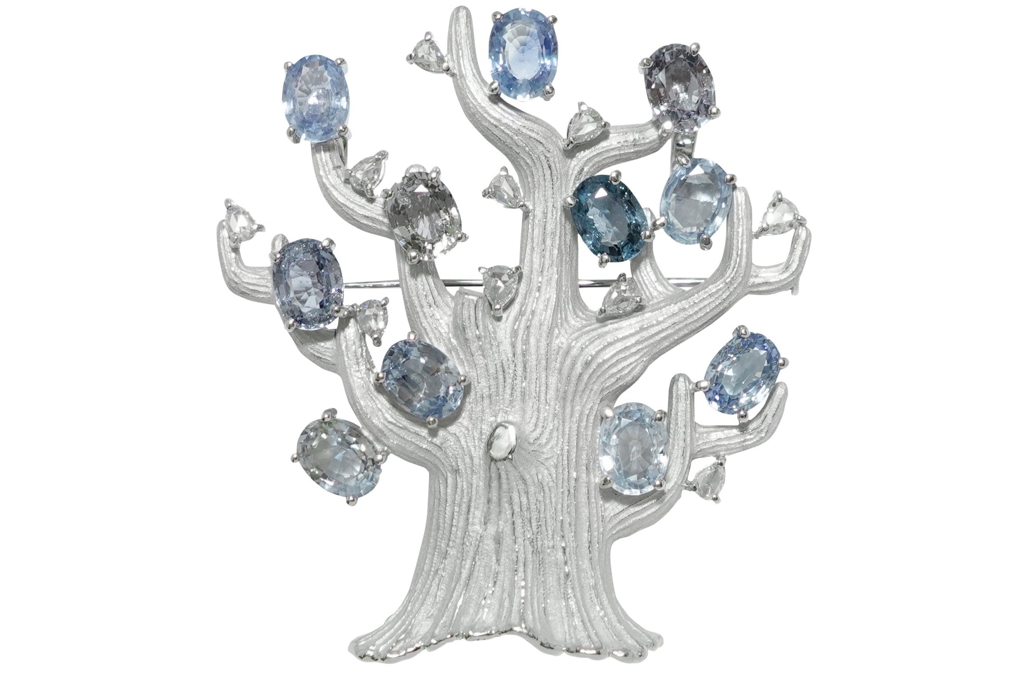 Sapphire K18WGサファイヤ ダイヤブローチ (NO.48088) – JEX宝石