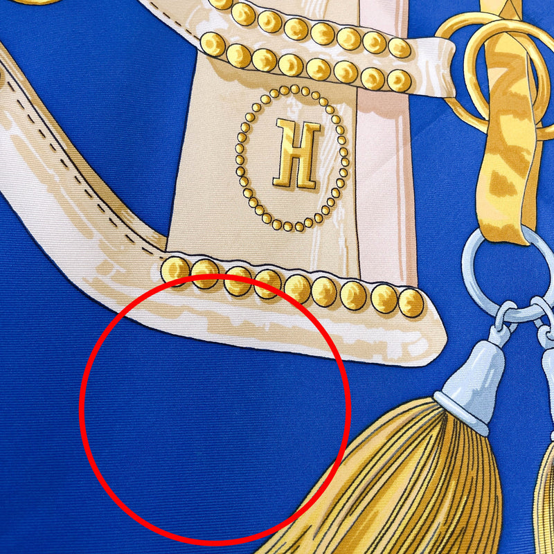 HERMES scarf Carre 90 AUX CHAMPS Field silk blue Women Second hand