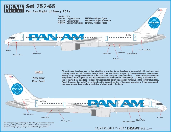 Boeing 757-200 - Pan Am Flight of Fancy Draw Decal -20-757-65