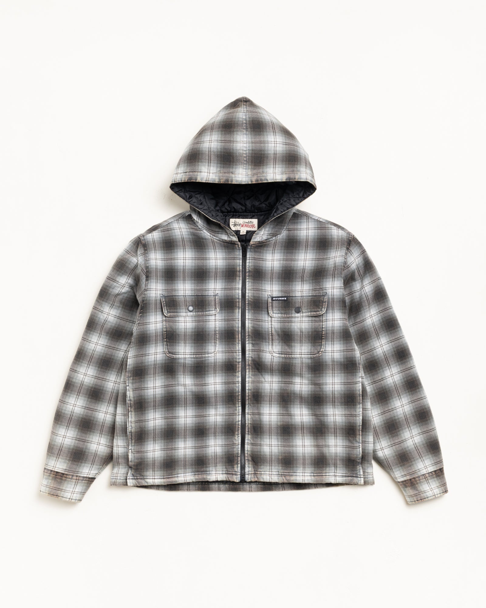 Zip Hooded Plaid Shirt – Charcoal | Outerwear | Stüssy Japan
