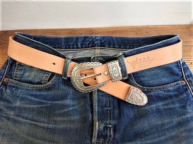 IVAN3ピースバックル付き 栃木レザーウエスタンベルト36mm【IVAN