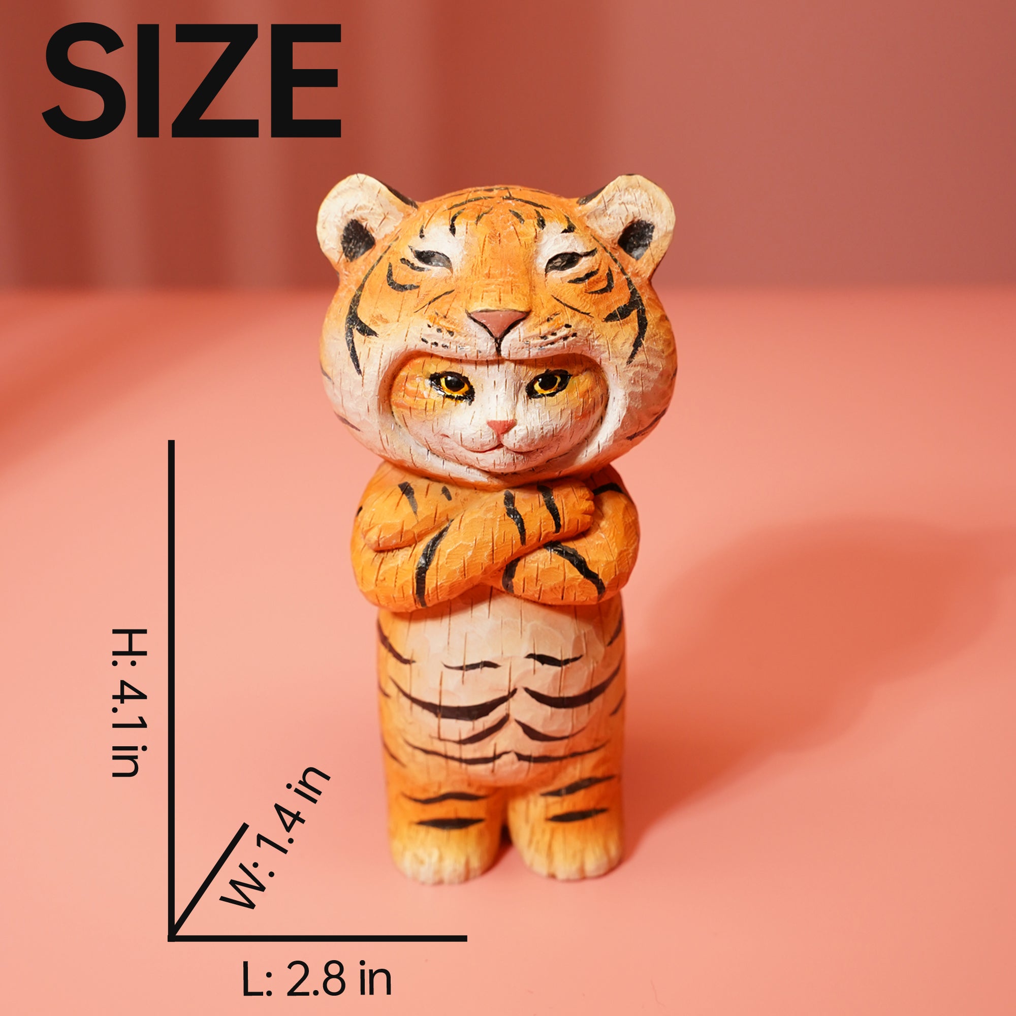 H2201 虎の皮を被った猫 木彫り猫1.0 JXK Studio 出品