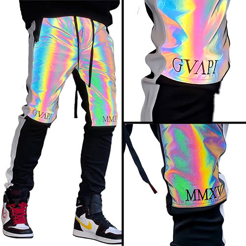 GUAPI RAINBOW REFLECTIVE BIKER TRACK PANTS | KingStar