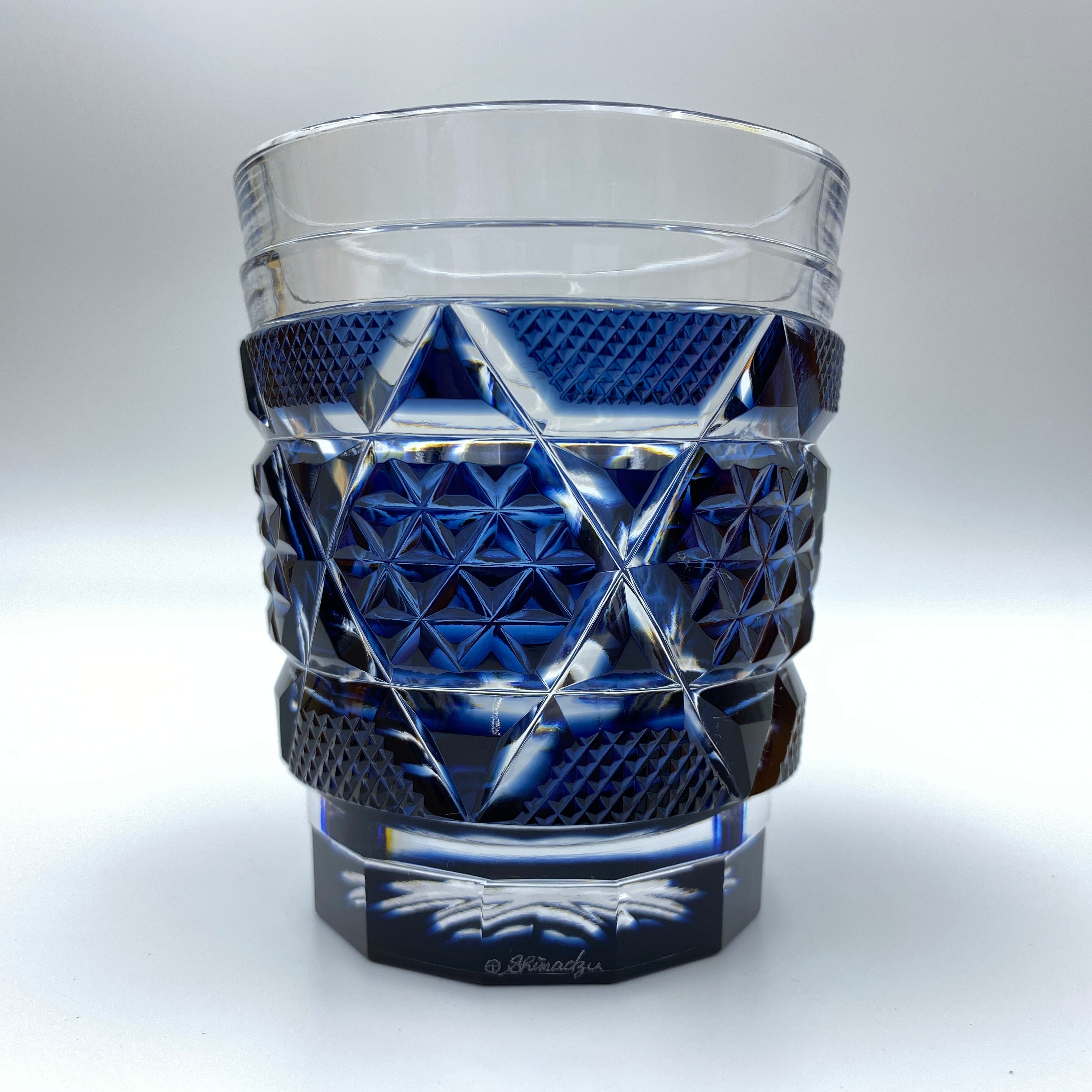 送料無料】薩摩ガラス工芸 作創作 島津薩摩切子色被せガラスオールド