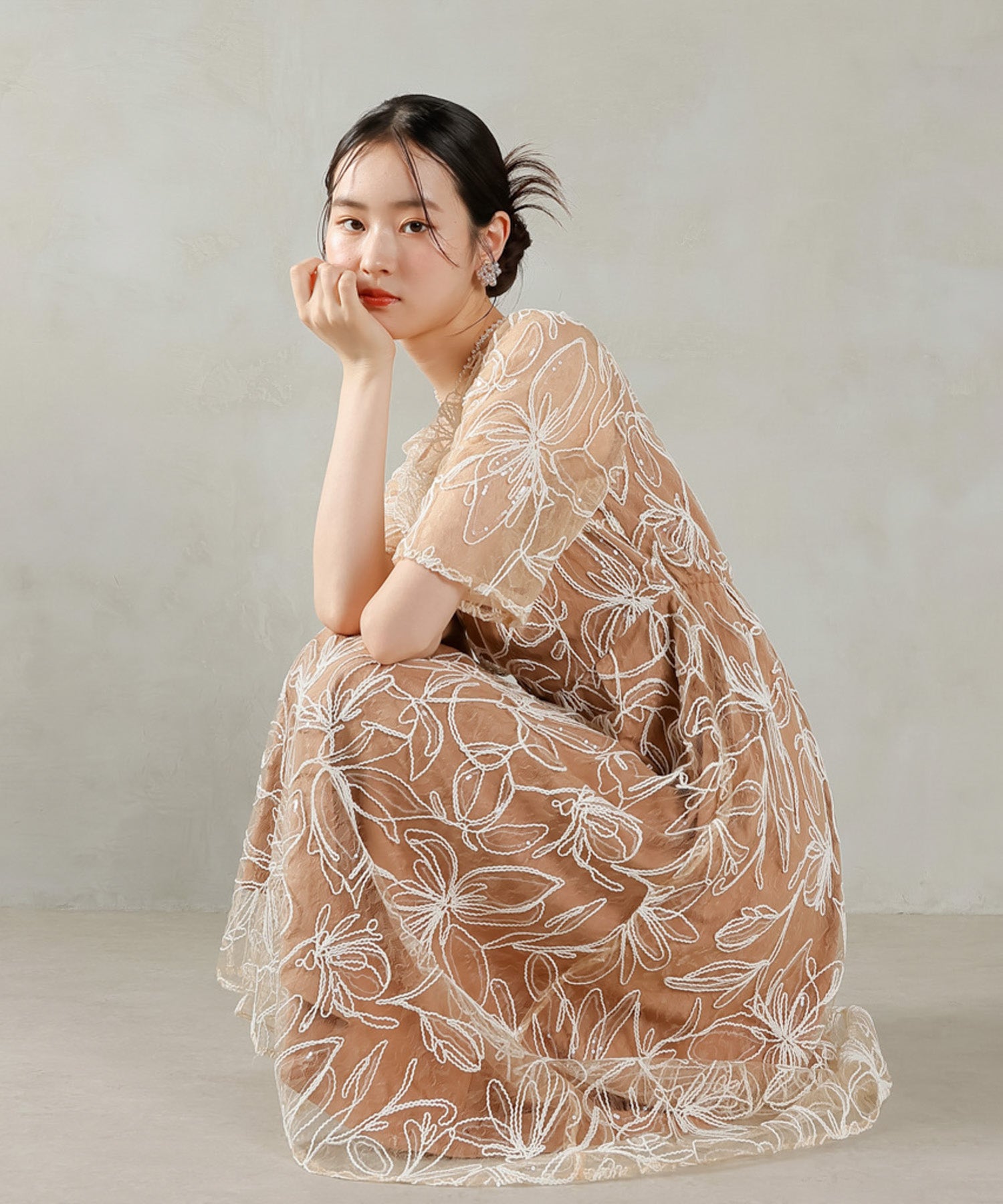 花柄 シャイニースパンコール パーティー ドレス