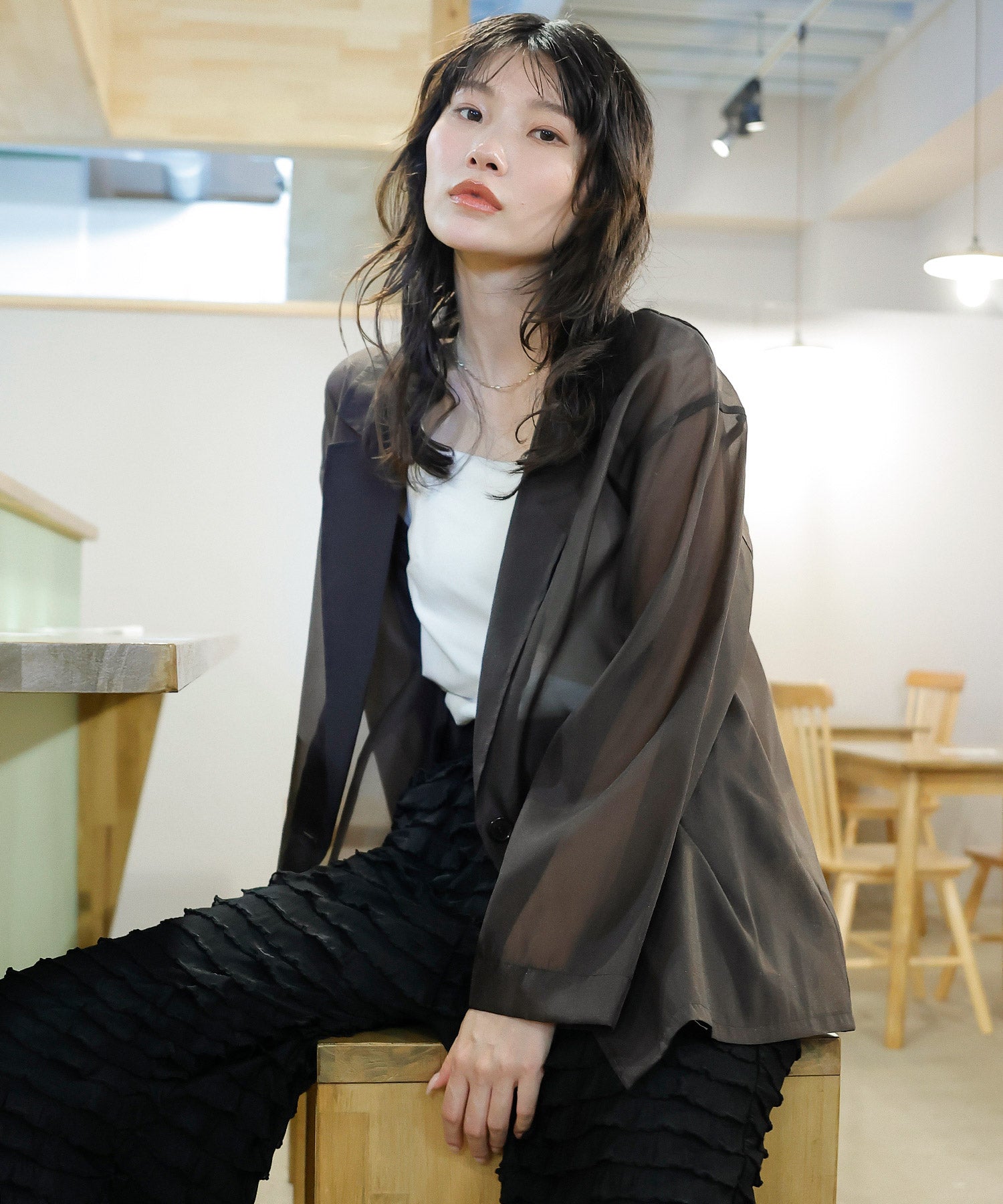 裾フリルキャミワンピース シアージャケット 2点セット ドレス