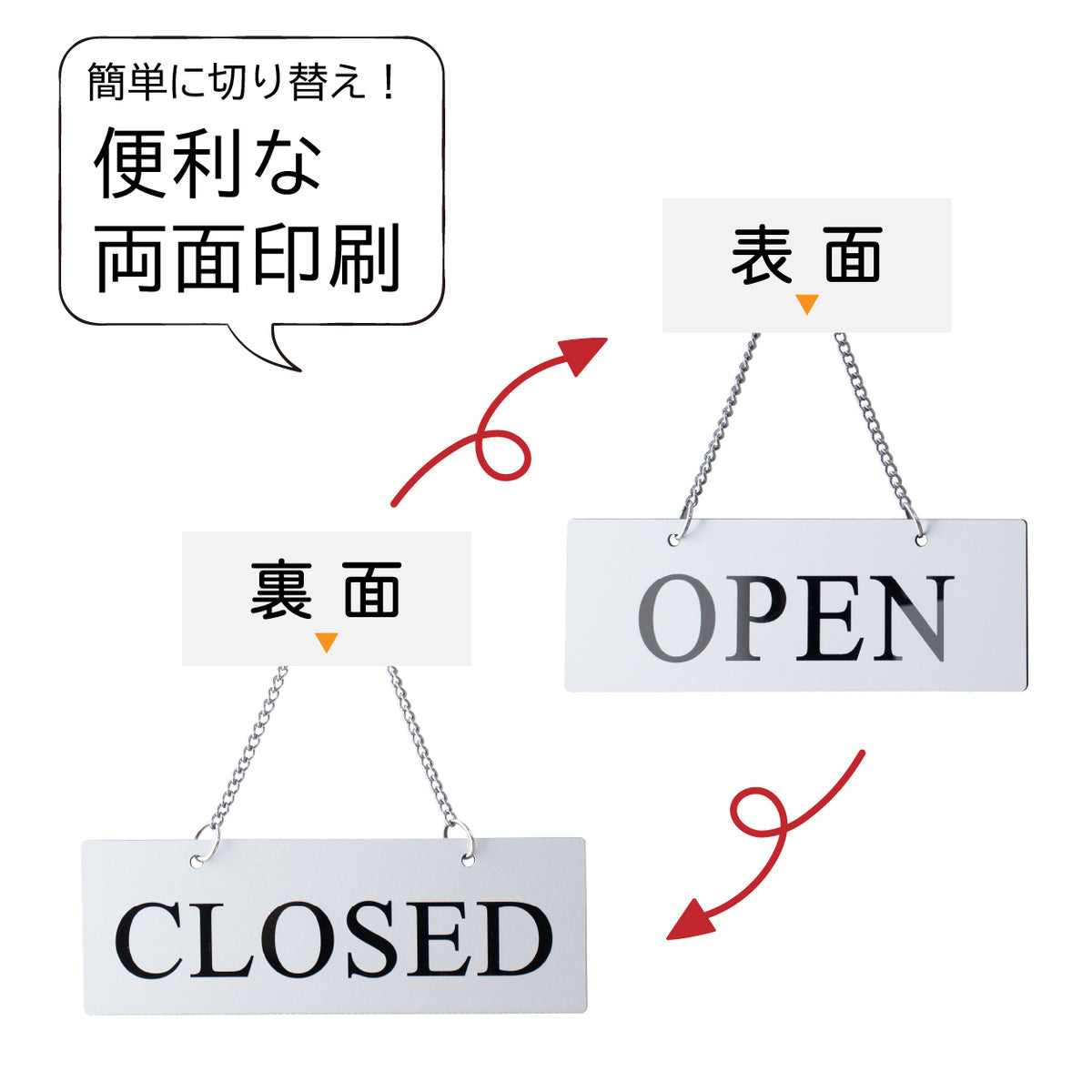 楽天1位】オープンクローズ看板 ボード 両面 open closed【シルバー